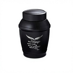 Urne moyenne de 5.7 pouces pour cendres humaines Urne de crémation noire pour hommes adultes pour cendres adultes Urne décorative ailes d'ange avec sac gratuit - Product Image 1