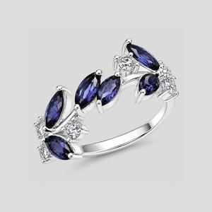 Iolite 925 Sterling Silver Women's <b>Ring</b>-Marquise Floral Cluster with <b>CZ</b> Accents Prong Setting Wedding & Party Gift - Product Image 3