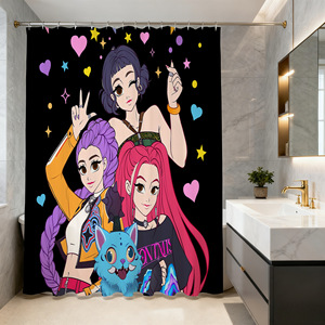 ม่านอาบน้ำโพลีเอสเตอร์พิมพ์ลายการ์ตูนนักล่าปีศาจเคป๊อปแบบกำหนดเอง ทนทาน น้ำหนักเบา กันน้ำ - Product Image 5