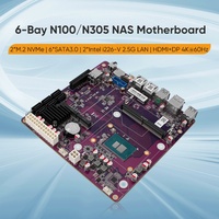 Placa Base NAS de 6 Bahías I3-N305 N355 N100 N150, 1*PCIEx4, I226-V 2.5G, 2*M.2 NVMe, 6*SATA3.0, 1*DDR5, Router Firewall, Placa Base ITX