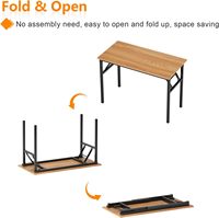 Bureau d'ordinateur pliable en métal fin et en bois de haute qualité, sans assemblage requis, pour les petits espaces, bureau à domicile