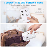 Stopkontak Tiga Kabel Standar AS Lintas Batas, Adaptor Gaya Amerika, Soket Kompatibel TikTok, Proteksi Beban Berlebih 10A, 1.5m