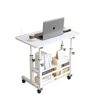 Table de chevet relevable en métal, pivotante, mobile, télescopique, pour ordinateur à domicile, chambre, canapé-lit, petit bureau