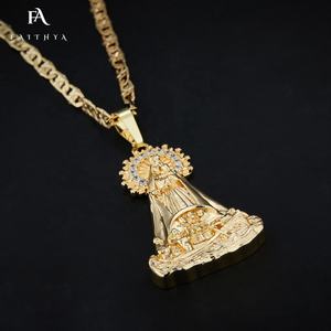 จี้สร้อยคอแฟชั่นรูปพระแม่มารีประดับเพชรหลากสีแบบสามมิติมองเห็นได้ด้วยตาเปล่า FP1003 ชุบทอง 18k สำหรับผู้หญิง - Product Image 4