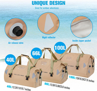 Sac étanche, sac de voyage 40L 66L 100L avec coutures soudées, bretelles pour kayak, camping, navigation, moto