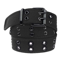 Ceinture tactique résistante à l'usure, légère, en toile, pour l'extérieur, couleur unie, décontractée, avec double œillet