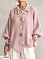 Nouvelle Collection Automne 2027 : Ensemble Pull Tricoté Femme Style Européen et Américain, Manches Classiques, Grand Bouton, Tenue Décontractée