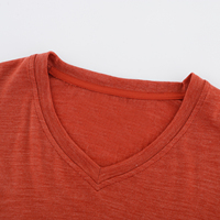 Vente chaude mode confortable hommes 100% laine mérinos col en v t-shirt à manches longues