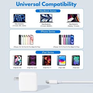 <span class=keywords><strong>Cargador</strong></span> Rápido USB-C <span class=keywords><strong>de</strong></span> 30W para Portátiles <span class=keywords><strong>Mac</strong></span> Book Pro/<span class=keywords><strong>Air</strong></span> 2022 2020 2019 2018, para iPhone 17/16/15/14/Pro/Pro Max/Plus/Mini, Cable USB-C - Product Image 3