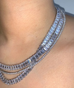 Kalung Tennis Persegi 6MM CZ 5A CZ Mewah Berkilau Penuh Batu Choker Trendi Rock Punk Wanita Pria Perhiasan Hip Hop - Product Image 2
