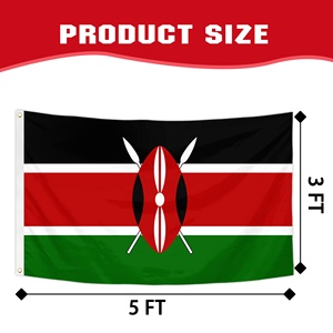 Oferta Especial, Envío Rápido, Bandera Personalizada de 90x150cm, Bandera Nacional de Kenia, Escudo Maasai, Bandera Negra, Roja y Verde, Bandera de Poliéster 100D - Product Image 2