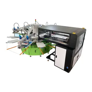 Suministro directo de fábrica, impresora de serigrafía automática de 6 colores y 15 estaciones con máquina de impresión digital híbrida