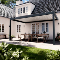 Pergola de patio en aluminium bicolore 3x4m avec toit à lames orientables à manivelle, fixation murale pour jardin, terrasse, cour, abri solaire