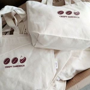 Bolsa de Compras de Lona de Algodón Natural con Diseño Nuevo, Patrón de Letras Personalizado Impreso, Bolsa de Mano Grande de Algodón - Product Image 4