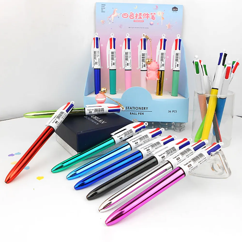 مخصص الترويجية 4 اللون للسحب الحبر bic قلم حبر جاف بلاستيكي القلم والمتوسطة نقطة متنوعة الحبر ل مكتب اللوازم المدرسية طالب