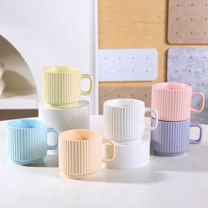 Macaron Pastel Minimalist Style Ceramic Mug Set Candy-Colored Promotional & Business <b>Gifts</b> Drinking Cups for Home Use - Product Image 1