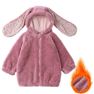 <span class=keywords><strong>Manteau</strong></span> d'hiver chaud en gros pour filles, vêtements d'extérieur moelleux pour enfants, <span class=keywords><strong>manteau</strong></span> long et mignon avec oreilles de lapin, en polaire douillette à fermeture éclair, tenues pour enfants - Product Image 3