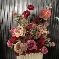 Boule de fleurs artificielle PPS en gros, rouge bordeaux Kahki, 40 cm, pour centre de table de mariage et décoration d'événements