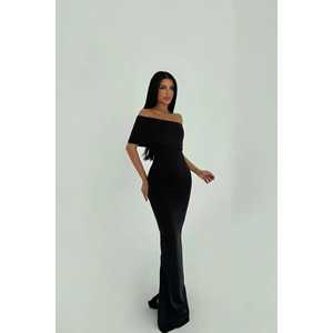 Robe de bal de luxe noire Vanya à une manche, crochetée avec des paillettes, col haut, tailles XS à XL, pour soirées - Product Image 2