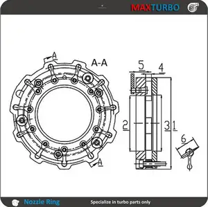 GT2052V Variable Vain Nozzle Ring Assembly 454135-0009/ 454135-9/ 454135-0001/ 454135-1/ 454135 for Garrett VNT VGT Turbocharger