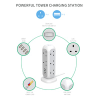 Multiprise électrique britannique avec interrupteur, rallonge rétractable et ports USB