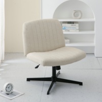 2025 moderne entrecroisé pivotant cadre en fer vanité chaise large siège hauteur réglable sans bras tissu rembourré mi dos bureau bureau