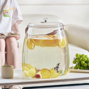 Carafe à boisson froide transparente grande capacité en plastique écologique avec <span class=keywords><strong>robinet</strong></span> pour thé aux fruits et boissons aux herbes – Design moderne - Product Image 5
