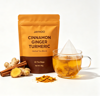 JAYHOO Thé aux herbes Cannelle Gingembre Curcuma Sachets de thé pyramidaux Saveur naturelle pure de la épice Boisson quotidienne aux herbes 30 sachets