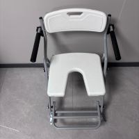 Chaise de toilette portable pour personnes âgées et handicapées avec cuvette, chaise de douche pliable pour soins à domicile