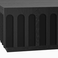 Table basse carrée moderne en bois noir Table basse de salon nordique de luxe avec 4 tiroirs cachés