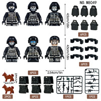 Set Figur Tentara Mini Perang Dunia II, Set Senjata, Balok Bangunan, Mainan Kompatibel