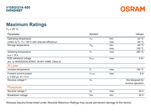 Lasers VCSEL OSRAM V105Q121A-850 BIDOS P2433 Q LED haute puissance 3W 2.45V 850NM 60X45 4-SMD Dimmable Garantie 3 ans - Product Image 3
