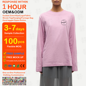 Camisetas de Manga Larga para Mujer, al por Mayor, Estilo Relajado, con Estampado Digital Personalizado, Cómodas, 100% Algodón, Básicas - Product Image 1
