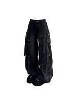 Jean cargo baggy noir gothique pour femme, style Harajuku, coupe oversize, denim Y2K, années 90, vintage, années 2000, emo, pantalon en jean, vêtements trashy 2026
