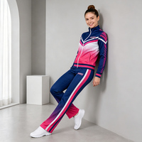 Ensemble de survêtement de cheerleading personnalisé bleu marine et rose dégradé pour filles, avec veste et pantalon Chevron, anti-humidité, OEM