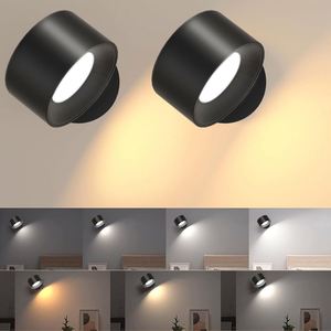 <b>Battery</b> Powered LED Rotatable <b>Wall</b> Lamp Magnetic Rechargeable Dimmable Touch <b>Light</b> for Reading and Decor - Product Image 5