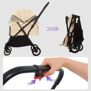 ใหม่รถเข็นสำหรับสัตว์เลี้ยงแบบพับได้พร้อมที่คลุมสภาพอากาศรถเข็นสุนัขกรงแมวพร้อมตะกร้าเก็บของรถเข็นสุนัขพับได้ด้วยปุ่มเดียว - Product Image 2