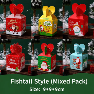 Set Kotak Hadiah Apel Natal dari Kertas Kraft, Santa, Rusa, Manusia Salju, Tas Permen Lucu, Kotak Hadiah Liburan Grosir - Product Image 4