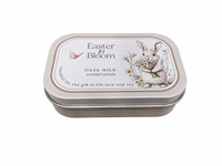 Pot à bougie rectangulaire en métal avec couvercle, 3 motifs floraux lapin de Pâques, rose poudré, récipient vide en métal pour la fabrication de bougies
