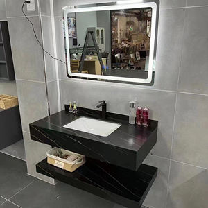 <span class=keywords><strong>Lavabo</strong></span> de baño de pizarra de oro negro de doble capa de gama alta moderno combinación de espejo LED inteligente <span class=keywords><strong>lavabo</strong></span> de pizarra de oro negro - Product Image 2