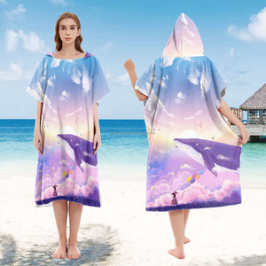 Ponchos de <span class=keywords><strong>Surf</strong></span> Personalizados para <span class=keywords><strong>Mujer</strong></span>, de Microfibra de Poliéster Estampado, con Capucha, de Secado Rápido, Antiarena, para Verano, para Adultos y Niños, Toalla de Playa para Cambiarse - Product Image 2