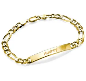 Dainty 18k gold plated wire cut laser word chain bracelet design jewelry