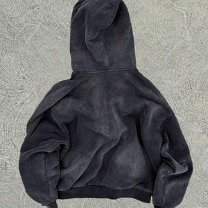 Sudadera con Capucha Negra de Alta Calidad, Personalizada, Gruesa, de 400 g/m², para Hombre, Estilo Urbano, con Cierre, Talla Grande - Product Image 2