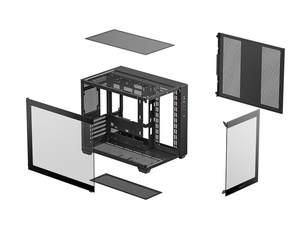 Caja DeepCool CG330 blanca y negra Micro-ATX sin pilares con vista al mar, de doble cámara, con vidrio templado para juegos, compatible con enfriador de 360 mm. - Product Image 3