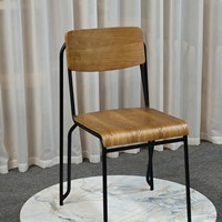 Venta Directa de Fábrica, Silla de Comedor Moderna Industrial Apilable F-90, Acabado en Madera Rizada, Recubrimiento en Polvo, para Hogar y Oficina