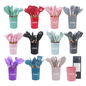 Wholesale 12 Pieces In 1 Set Kitchen Accessories Cooking Tools Kitchenware Cocina Silicone Kitchen Utensils With Wooden Handles