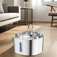 Fontaine à eau chat 2.2L en acier inoxydable avec fenêtre de visualisation distributeur d'eau automatique ultra silencieux pour animaux de compagnie filtre de style moderne