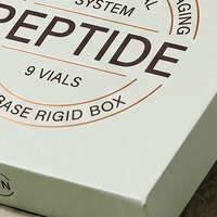 Boîte rigide personnalisée avec couvercle et base verts pour flacons de peptides, 9 flacons, impression offset sur éponge, quatre couleurs