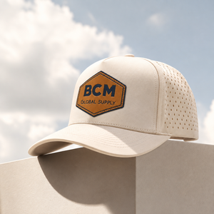 Casquette de golf en cuir avec emblème, 5 panneaux, personnalisable, haute qualité, faible MOQ, boucle métallique, séchage rapide, respirante, durable, unisexe - Product Image 3