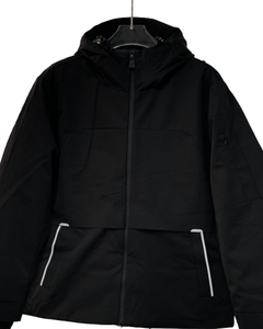 Veste d'hiver unisexe noire à capuche avec garniture de poche réfléchissante, vêtement d'extérieur décontracté et chaud pour l'extérieur - Product Image 1